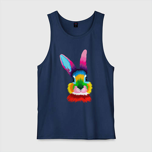 Мужская майка Радужный кролик / Тёмно-синий – фото 1