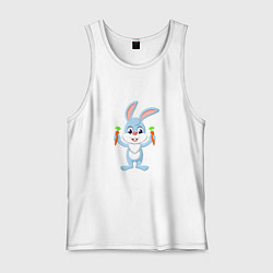 Майка мужская хлопок Кролик с морковками, цвет: белый