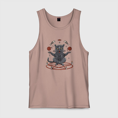 Мужская майка Кот в пентограмме / Пыльно-розовый – фото 1