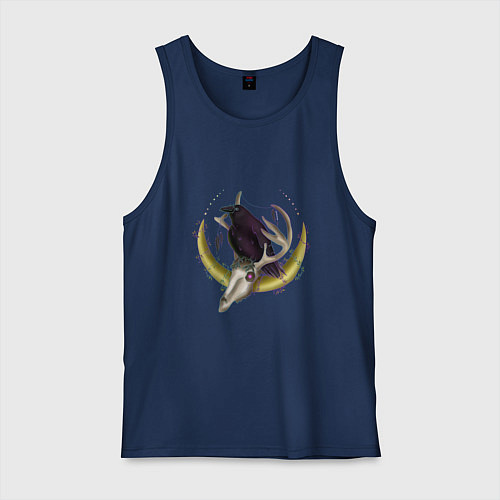 Мужская майка Ворон-посланник мира духов / Тёмно-синий – фото 1