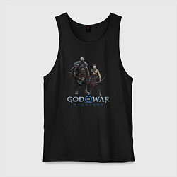 Майка мужская хлопок Отец и сын GoW Ragnarok, цвет: черный