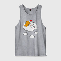 Майка мужская хлопок Влюбленные медвежата на облаке, цвет: меланж