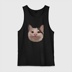 Майка мужская хлопок Polite cat meme, цвет: черный