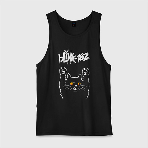 Мужская майка Blink 182 rock cat / Черный – фото 1