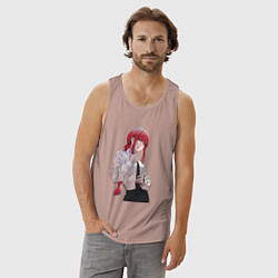 Майка мужская хлопок Просто Макима с галстуком, цвет: пыльно-розовый — фото 2