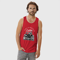 Майка мужская хлопок Мотоцикл монохром, цвет: красный — фото 2