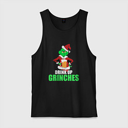 Майка мужская хлопок Гринч и новый год, цвет: черный