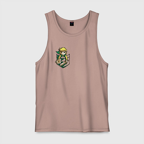 Мужская майка Линк в кармане с мечом / Пыльно-розовый – фото 1