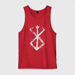 Майка мужская хлопок Берсерк аниме - белый гранж, цвет: красный