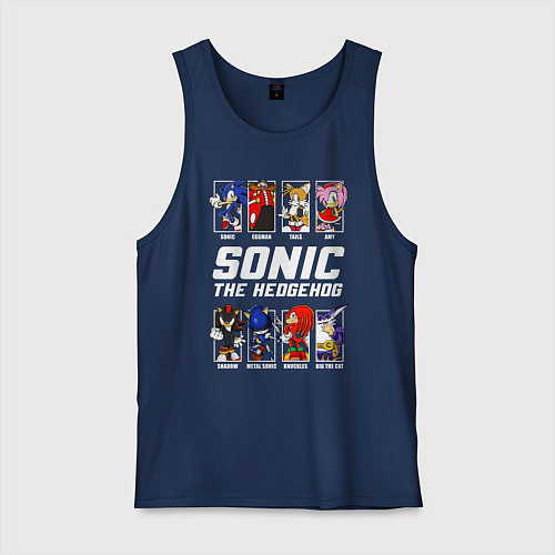 Мужская майка Соник персонажи / Тёмно-синий – фото 1