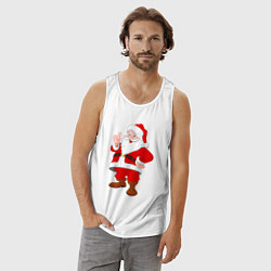 Майка мужская хлопок Радостный Санта Клаус, цвет: белый — фото 2