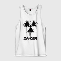 Майка мужская хлопок Danger radiation symbol, цвет: белый