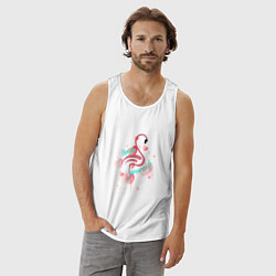 Майка мужская хлопок Фламинго в серце, цвет: белый — фото 2