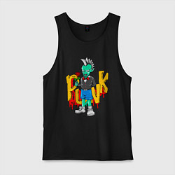 Майка мужская хлопок Монстр-панк с розой, цвет: черный