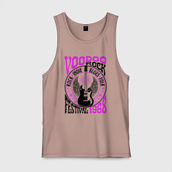 Майка мужская хлопок Гитара с крыльями voodoo rock, цвет: пыльно-розовый