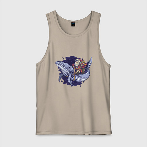 Мужская майка Санта и кит / Миндальный – фото 1