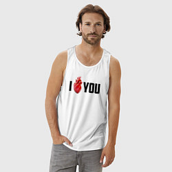 Майка мужская хлопок I love you - прикол, цвет: белый — фото 2