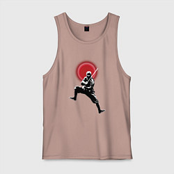 Майка мужская хлопок Ниндзя в бою, цвет: пыльно-розовый