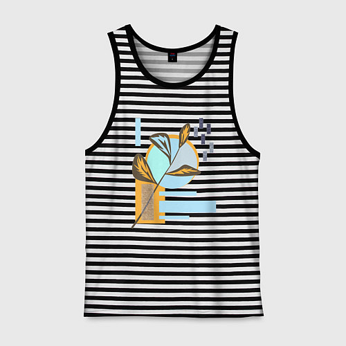 Мужская майка Минималистский абстрактный рисунок / Черная тельняшка – фото 1