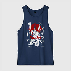 Майка мужская хлопок Белый самурай ранен стрелами, цвет: тёмно-синий