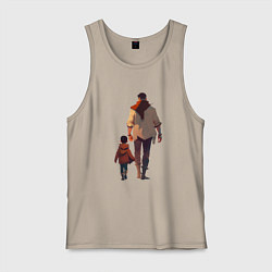 Майка мужская хлопок Отец вместе с сыном, цвет: миндальный