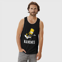 Майка мужская хлопок Ramones Барт Симпсон рокер, цвет: черный — фото 2