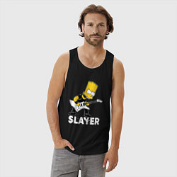 Майка мужская хлопок Slayer Барт Симпсон рокер, цвет: черный — фото 2
