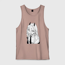 Майка мужская хлопок Пауэр с рожками - человек бензопила, цвет: пыльно-розовый