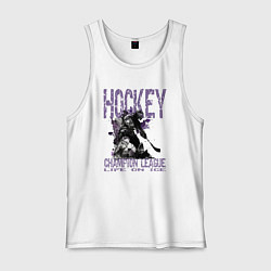 Майка мужская хлопок Hockey жизнь на льду, цвет: белый