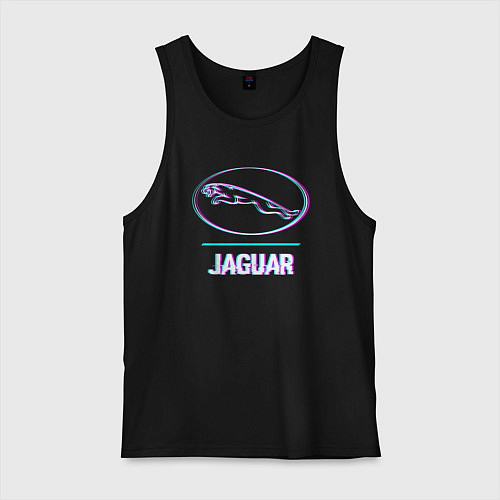 Мужская майка Значок Jaguar в стиле glitch / Черный – фото 1