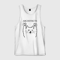 Майка мужская хлопок Architects - rock cat, цвет: белый