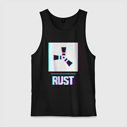 Майка мужская хлопок Rust в стиле glitch и баги графики, цвет: черный