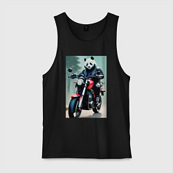 Майка мужская хлопок Panda - cool biker, цвет: черный