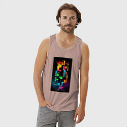 Майка мужская хлопок Цветной тетрис, цвет: пыльно-розовый — фото 2