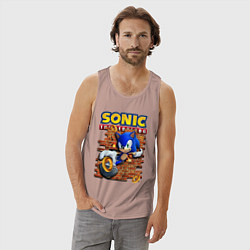 Майка мужская хлопок Соник ёж, цвет: пыльно-розовый — фото 2