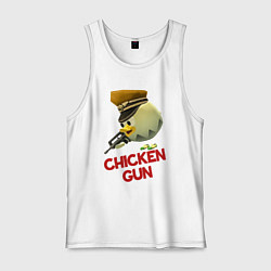 Майка мужская хлопок Chicken Gun logo, цвет: белый