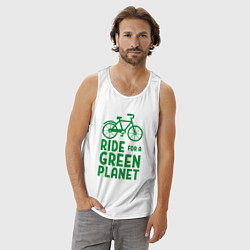 Майка мужская хлопок Ride for a green planet, цвет: белый — фото 2