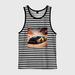 Майка мужская хлопок Lamborghini Aventador, цвет: черная тельняшка