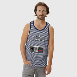 Майка мужская хлопок Джойстик, цвет: синяя тельняшка — фото 2