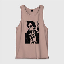 Майка мужская хлопок Johnny Depp - graphics, цвет: пыльно-розовый
