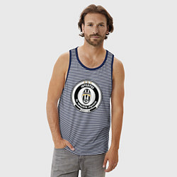 Майка мужская хлопок Juventus club, цвет: синяя тельняшка — фото 2