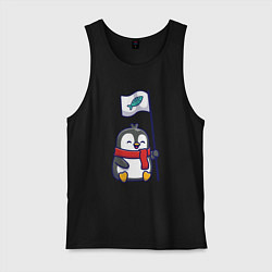 Мужская майка Пингвин с рыбным флажком