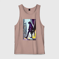 Майка мужская хлопок Чёрный котяра на своём районе - Бронкс, цвет: пыльно-розовый