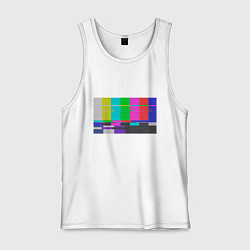 Майка мужская хлопок Разноцветные полосы в телевизоре, цвет: белый