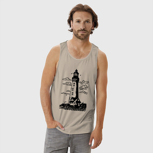 Мужская майка Маяк рисунок / Миндальный – фото 3
