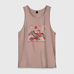 Майка мужская хлопок Птица Сирин, цвет: пыльно-розовый