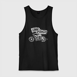 Майка мужская хлопок Gimme danger - motorcycle - motto, цвет: черный