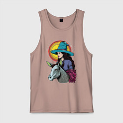 Майка мужская хлопок Ведьма и осел comic style, цвет: пыльно-розовый