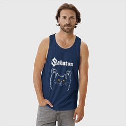 Майка мужская хлопок Sabaton rock cat, цвет: тёмно-синий — фото 2