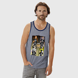 Майка мужская хлопок Волейбол - haikyuu, цвет: синяя тельняшка — фото 2